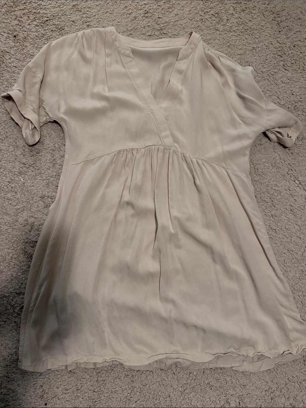 Amazon Women's Cream V-Neck Babydoll Tunic